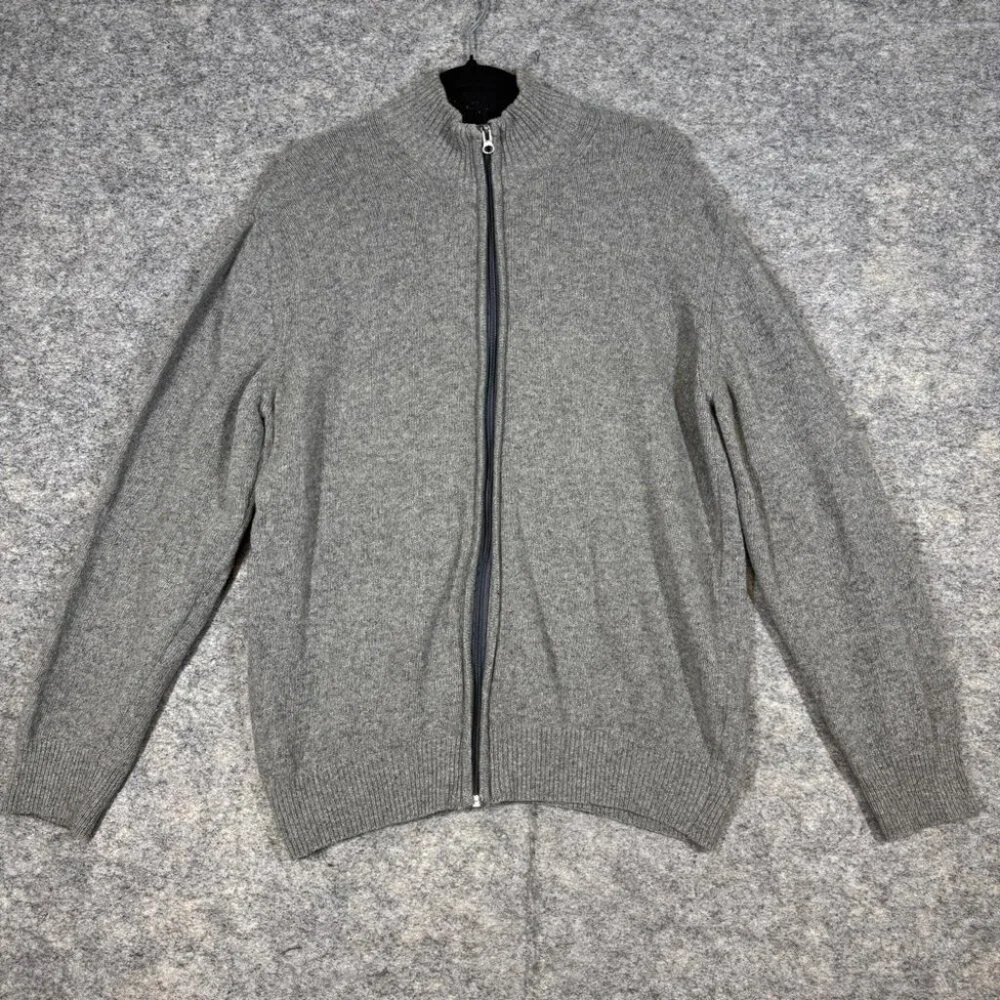 Lorenzo Magni Men's Gray Wool Zip Cardigan Sweater Jacket Made in Italy Size L